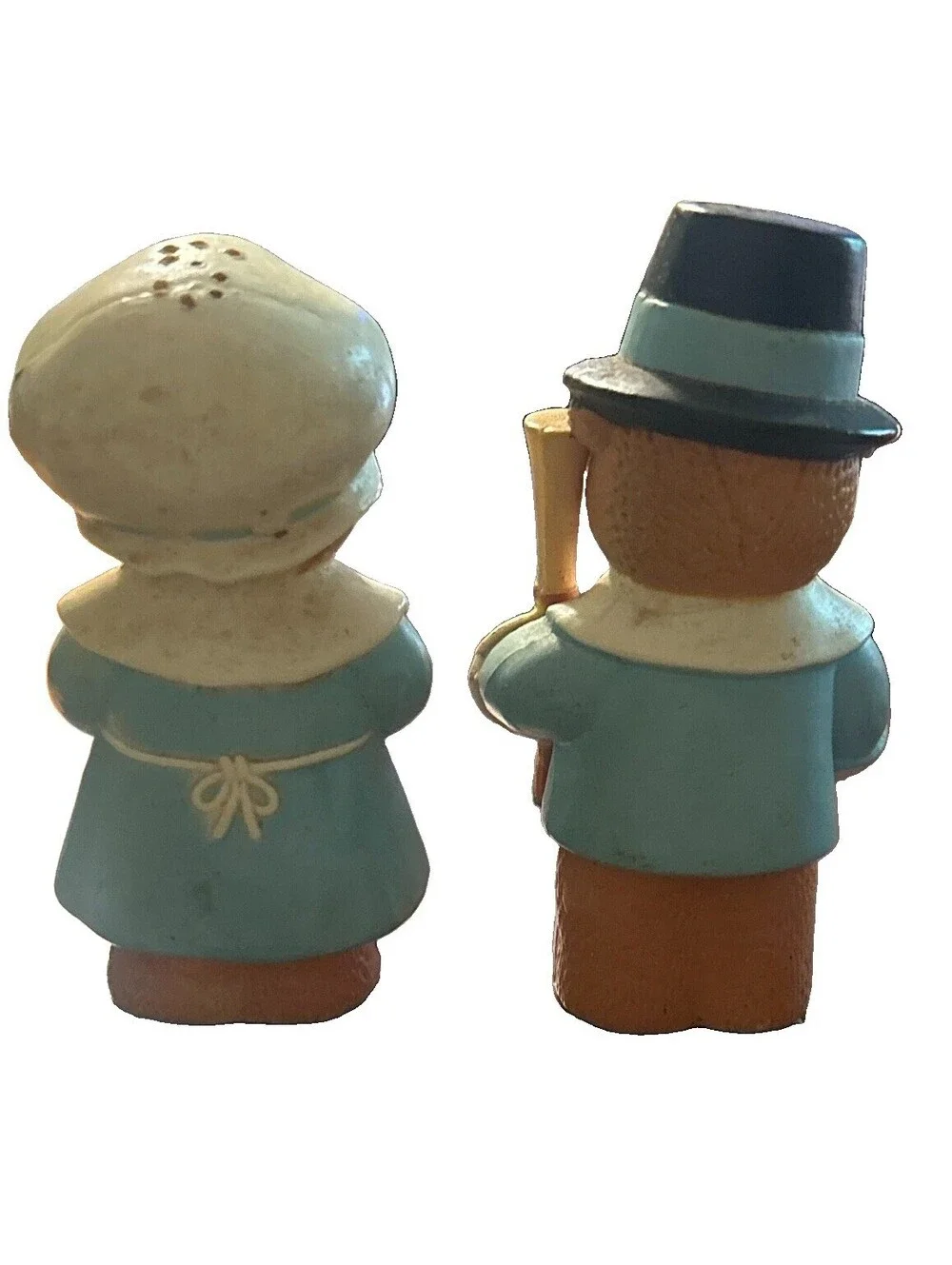 Vintage Enesco Thanksgiving Pilgrim Bear Salt Pepper Shakers 1984 Japan